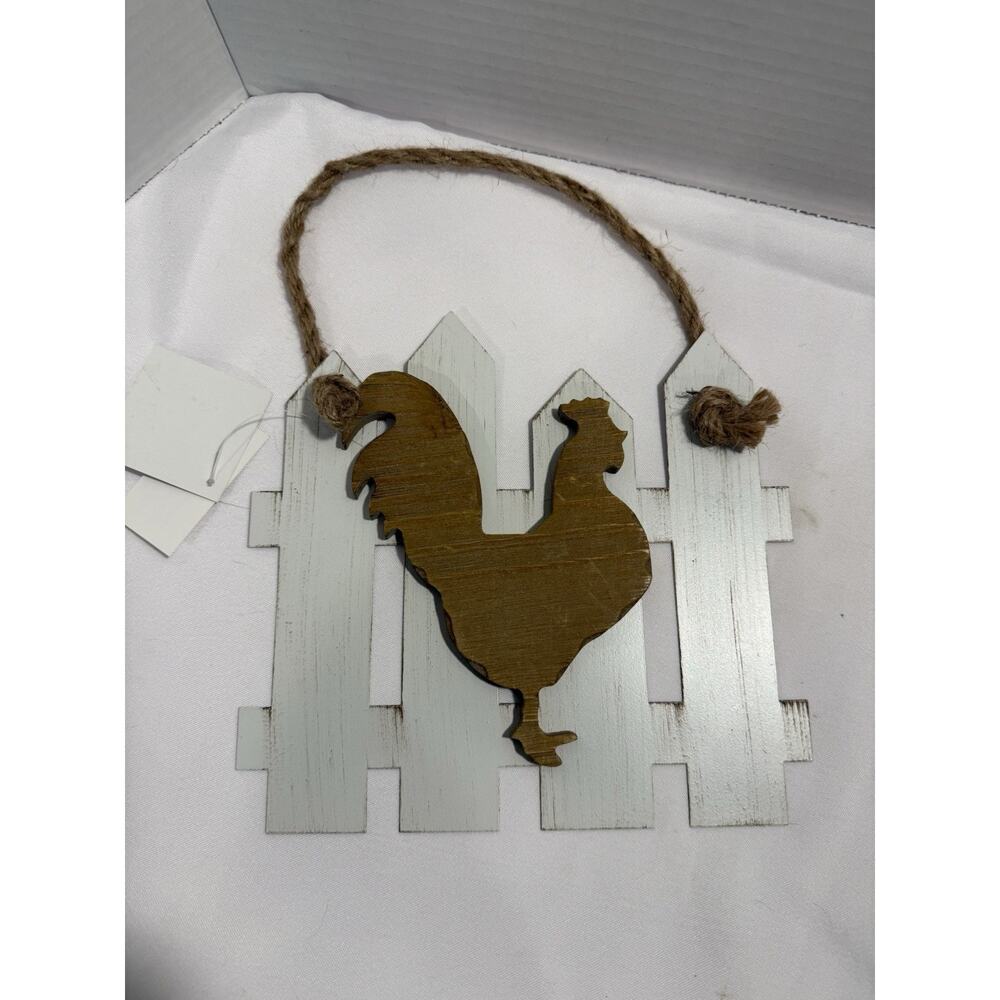 Hobby Lobby Rooster & Fence Wood & Metal Hanging Wall Decor 8 x 9.5”